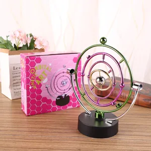 Kinetische orbitale kunst perpetual motion speelgoed bureau decor metalen ringen basis