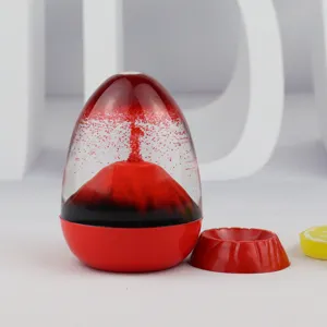 Creative liquid volcano eruption ornament, egg shaped desktop toy, dynamic glitter decor.