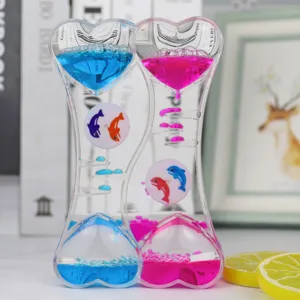 Doppio cuore clessidra liquida timer olio decorazione da scrivania giocattolo regalo