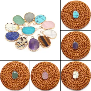 Pendentif en Pierre Naturelle Forme Noix de Cajou Cuivre Électroplaqué Cristal Quartz Breloque Pour Fai da Te Collier Bracelet Boucle d'Oreille Bijoux