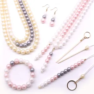 Imitation pearl DIY jewelry accessories set, including necklaces, bracelets, and earrings.
