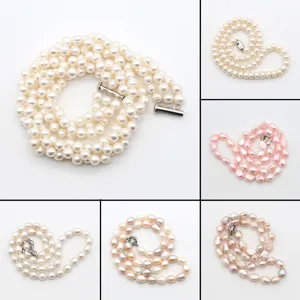 Elegante Natürliche Süßwasserperle Halskette Geometrische Mehrlagige Choker Doppelstöckige Pullover Kette Schmuck Für Frauen Vielseitig Geknotete Strang Kette Geschenk