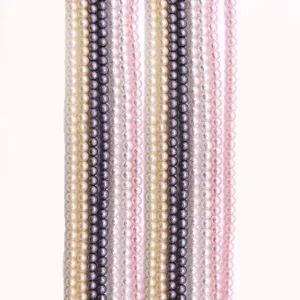 Baroque Style Glossy Baked Paint Round Glass Loose Beads Multicolor Round Artificial Pearl Beads For Handmade DIY Jewelry Craft Making Supply