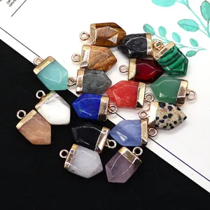 Pendente scudo in pietra naturale gemma colorata fai da te collana gioielli accessori parti