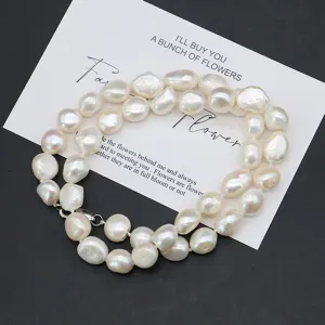 Natürliche Süßwasserperle Halskette doppelte Schicht Barockperle Kette Schmuck Geschenk