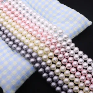 Colorful glass pearl beads for DIY jewelry making, beautiful shiny craft strands main image.
