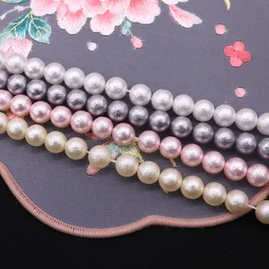 Colorful pearlescent round bead DIY jewelry accessories frosted pearl strands for crafts main image