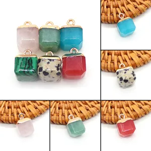 Natuursteen Kristal Kubus Hanger Verguld Koper DIY Sieraden Accessoires Voor Trui Ketting Halsketting Maken