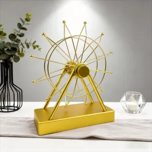 Macchina a Moto Perpetuo per Ruota Panoramica in Metallo Dorato Ornamentale da Scrivania Girevole a 360 Gradi Regalo Decorativo