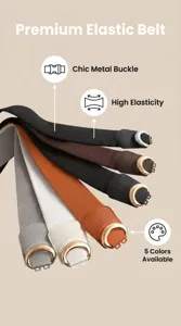 Detailansicht des elastischen Taillengürtels mit Metallschließe und hochelastischem Stoff.