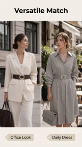 Breiter elastischer Taillengürtel für Damen, stylischer Metall-Doppelringgürtel für Kleider.