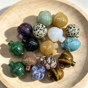 Colgantes de bellota de piedra natural dijes de piña de cristal para collar DIY joyas