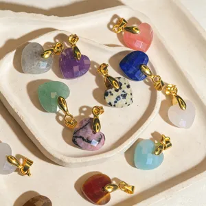 Natürlicher Stein facettierter Herzanhänger Charms für DIY Schmuckherstellung, Kristall Zubehör.