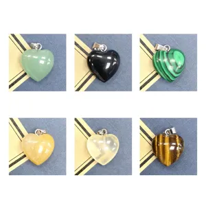 Vari ciondolo cuore in pietra naturale cristallo gemma fai da te collana gioielli dettagli