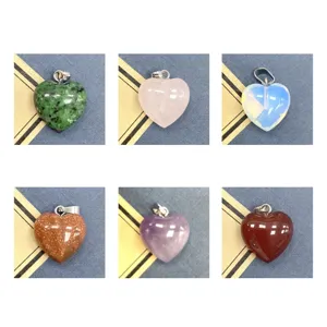 Pendente cuore in pietra naturale cristallo amore collana accessorio gioiello DIY.