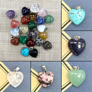 Natural Stone Heart Pendant Only Without Chain Agata Cristallo Forma Di Cuore Ciondolo Fai Da Te Collana Gioielli Accessori Per Donne Regalo