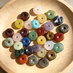 Naturstein Amulett Anhänger Kristall Achat rund DIY Halskette Schmuck Zubehör Bunt