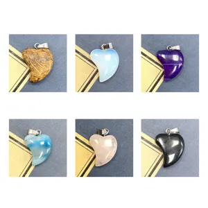 Naturstein asymmetrischer Herz Anhänger Kristall Achat DIY Schmuckzubehör Mehrfarbig Set