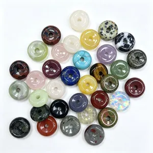 Naturstein Donut Anhänger Kristall Achat Schmuck DIY Halskette Zubehör Teile