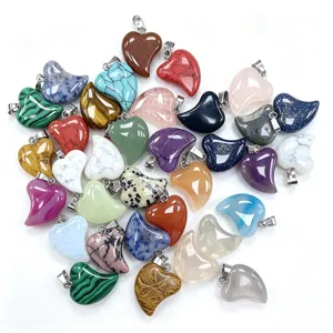 Naturstein Herz Anhänger Edelstein Kristall DIY Schmuck Accessoires für Halskette