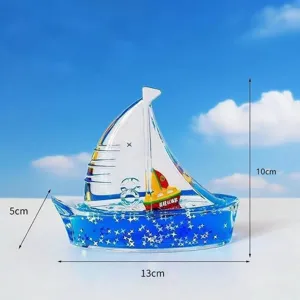 Oceaan zeilboot vloeibare drift fles creatief zandloper ornament cadeau bureaudecoratie