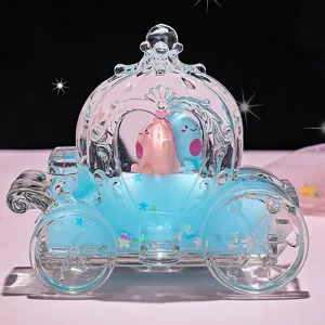 Acrylic pumpkin carriage liquid quicksand desktop ornament cute stress relief toy gift