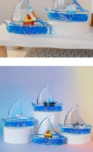 Acryl vloeistof beweging zeilboot afdrijf fles, mooie desktop decoratie ornament cadeau.