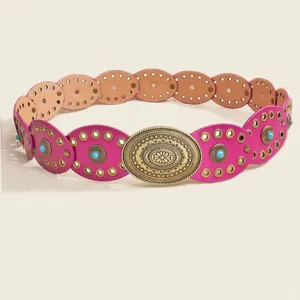 Bohemian turquoise round piece women belt stylish retro dress waist accessory new style