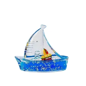 Acryl vloeistof beweging speelgoed zeilboot fles tafeldecoratie bureau ornament ontspanning