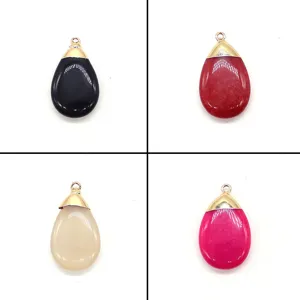 Natural Stone Teardrop Pendant Agate Water Drop Charm For DIY Necklace Jewelry Making Accessories Sweater Chain Charm Women Gift