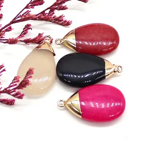 Natural stone teardrop pendant necklace accessories DIY handmade jewelry findings multi-color