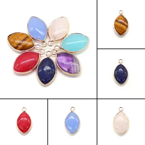 Ciondolo in Pietra Naturale Marquise Bordo in Rame Galvanizzato Cristallo Quarzo Charm per Fai da Te Collana Creazione Gioielli Ciondolo Solo Senza Catena