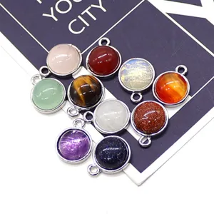 Natural Stone Round Pendants DIY Necklace Jewelry Making Accessories Multi-Color