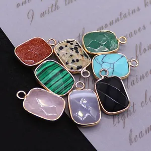 Natuursteen rechthoekige hanger verguld DIY halsketting sieraden maken accessoires