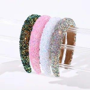 Eleganter Glitzer Strass Stirnband High Top Breit Gepolstert Haarband Funkelnd Pailletten Kopfschmuck Mode Haarschmuck Für Damen Party Kopfbedeckung