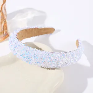 Glänzender Strass Haarreif für Damen, eleganter breiter Haarschmuck mit hohem Kopftyp Stil.