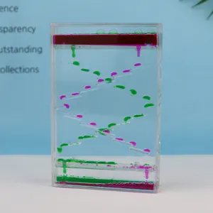 Acryl flüssiger bewegung bubbler öl sanduhr spielzeug schreibtisch dekoration detail ansicht gut.