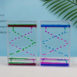 Kreativer quadratischer flüssiger Bewegungsblubbler Öl Sanduhr Desktop Entspannung Spielzeug