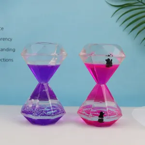 Ornement de bureau sablier à huile liquide diamant créatif cadeau coloré pour le bureau