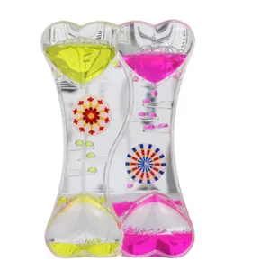 Creative dual heart liquid motion bubbler oil hourglass toy colorful wheel desk decor ornament