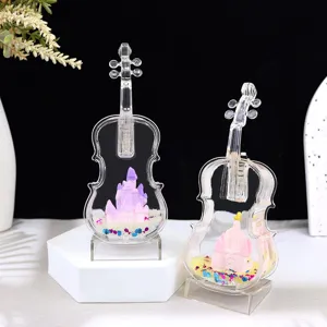 Kristal LED viool vloeibare beweging bubbel oliedruppel ornament met kasteel binnen geschenken.