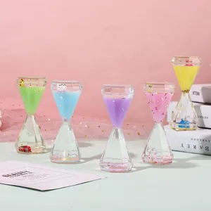 Colorful liquid motion bubbler diamond hourglass desktop ornament sensory toy for gift home decor