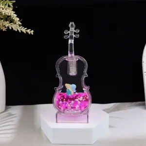 Lichtgevend Viool Acryl Ornament Schattige Bureau Decoratie Verjaardag Cadeau SKU