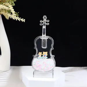 Transparant acryl viool vloeibaar zand ornament bureaudecoratie cadeau voor meisjes.