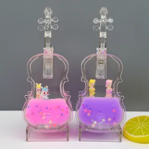 Schattige viool vloeibare oliedruppel ornament met glitters speelgoed cadeau decoratie.