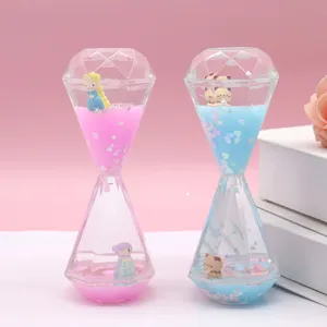 Liquid diamond hourglass oil timer desktop ornament double color sensory toy detail view