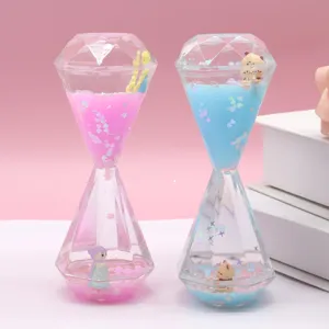 Liquid Hourglass Timer Acrylic Diamond Desktop Ornament Flowing Oil Motion Toy Stress Relief Gift