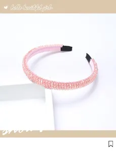 Serre-tête en perles de cristal rose, accessoire de cheveux scintillant minimaliste pour femmes.