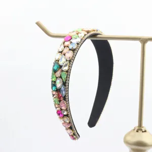 Bandeau rembourre strass multicolore luxe cristal cerneveux mode accessoires cheveux
