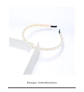Elegant pearl headband for women, stylish gold thin hair hoop, daily hair accessories.